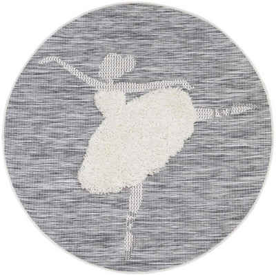 Kinderteppich NAVAJO - Ballerina, Primaflor-Ideen in Textil, rund, Höhe: 35 mm, Hoch-Tief-Effekt, Motiv Ballerina, Kinderzimmer