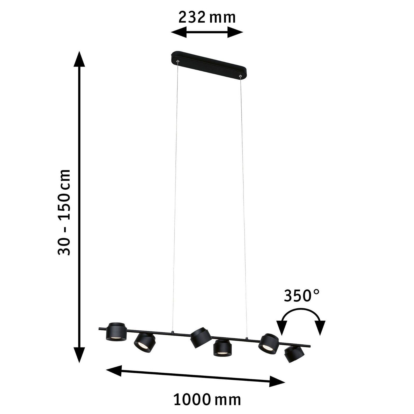 Paulmann LED Pendelleuchte Puric Pane 6x4,5W Anthrazit/Schwarz 230V Metall/Kunststoff, LED fest integriert, Warmweiß, 3-step-dimmbar