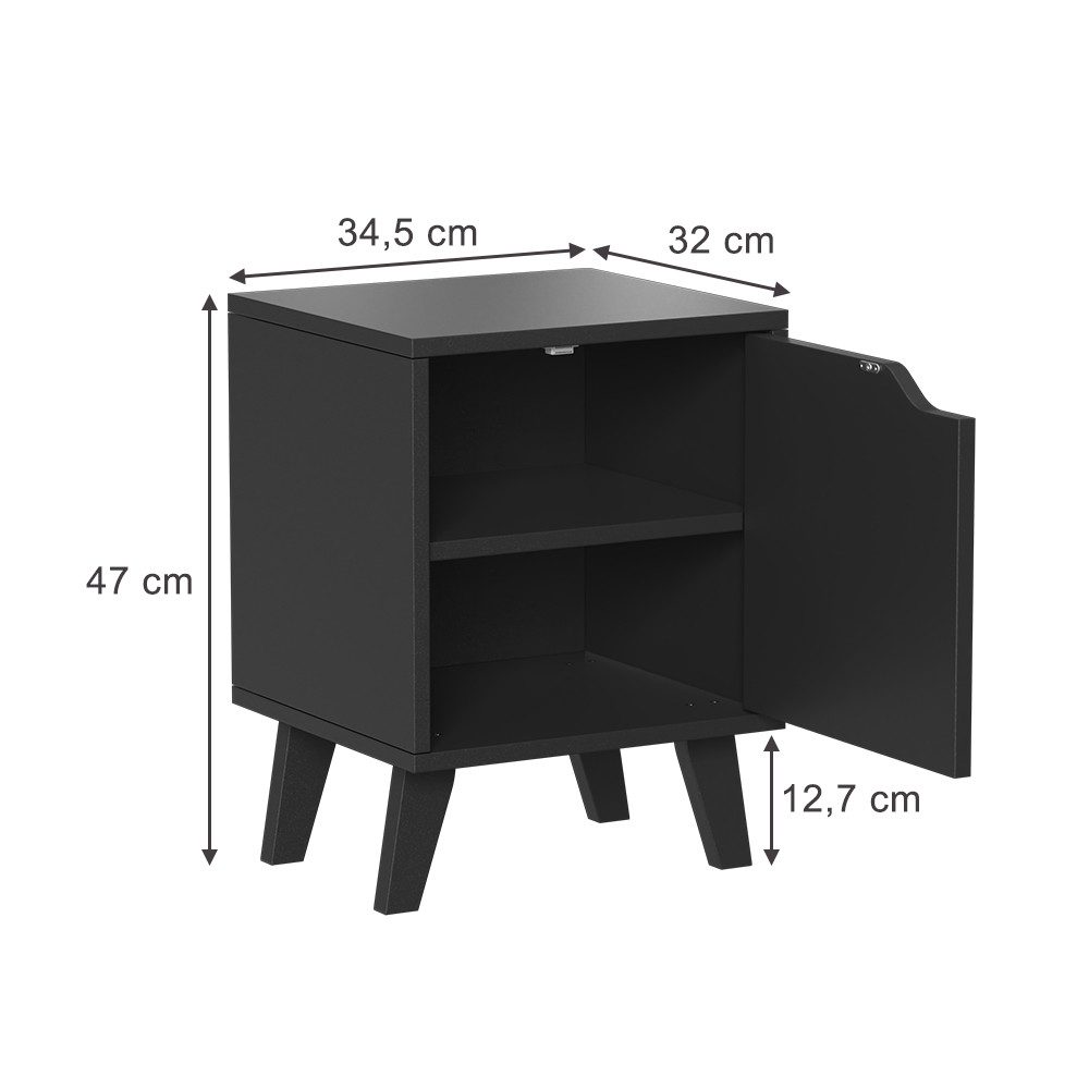 Vicco Nachtschrank Malu, Schwarz, 2er Set günstig online kaufen