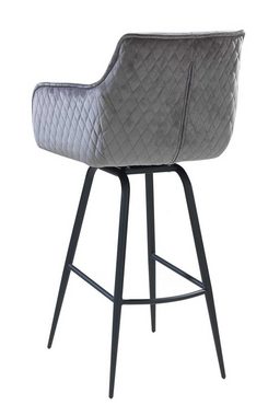 Home4You Barhocker Barstuhl, Grau, Samtbezug, H 106 cm, 360 Grad drehbar