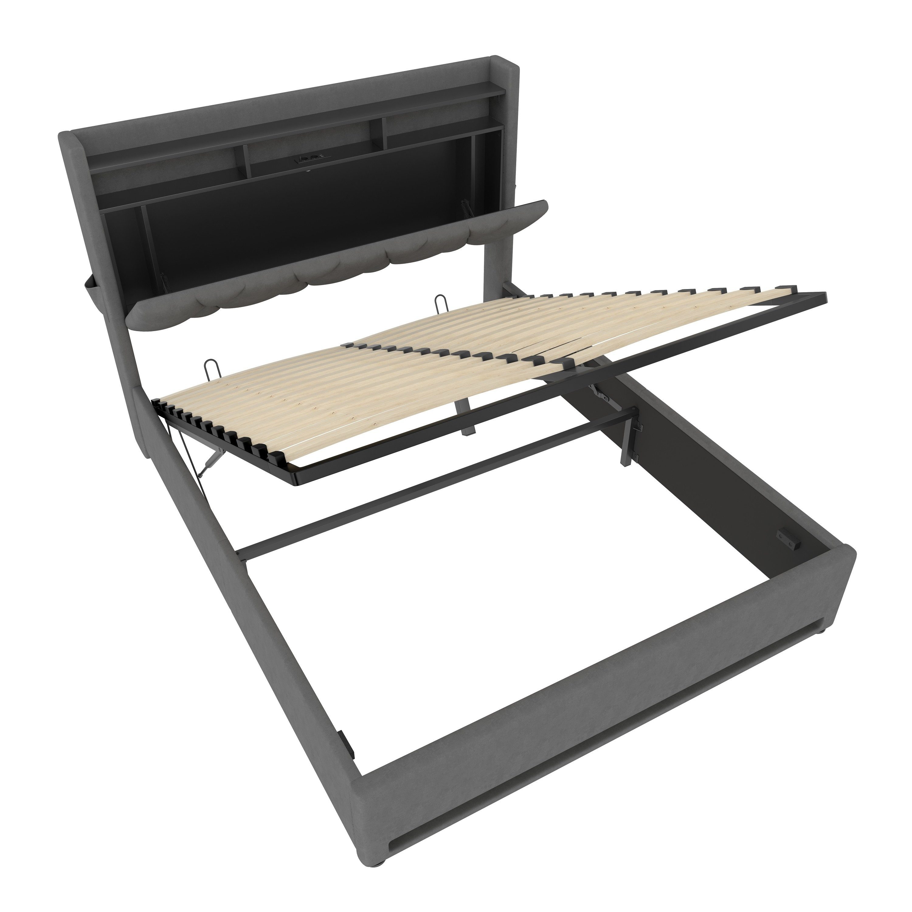 LVHOM Boxbett 140x200/160x200 cm mit LED-Licht, Bettkasten & USB-C/USB-Lade günstig online kaufen