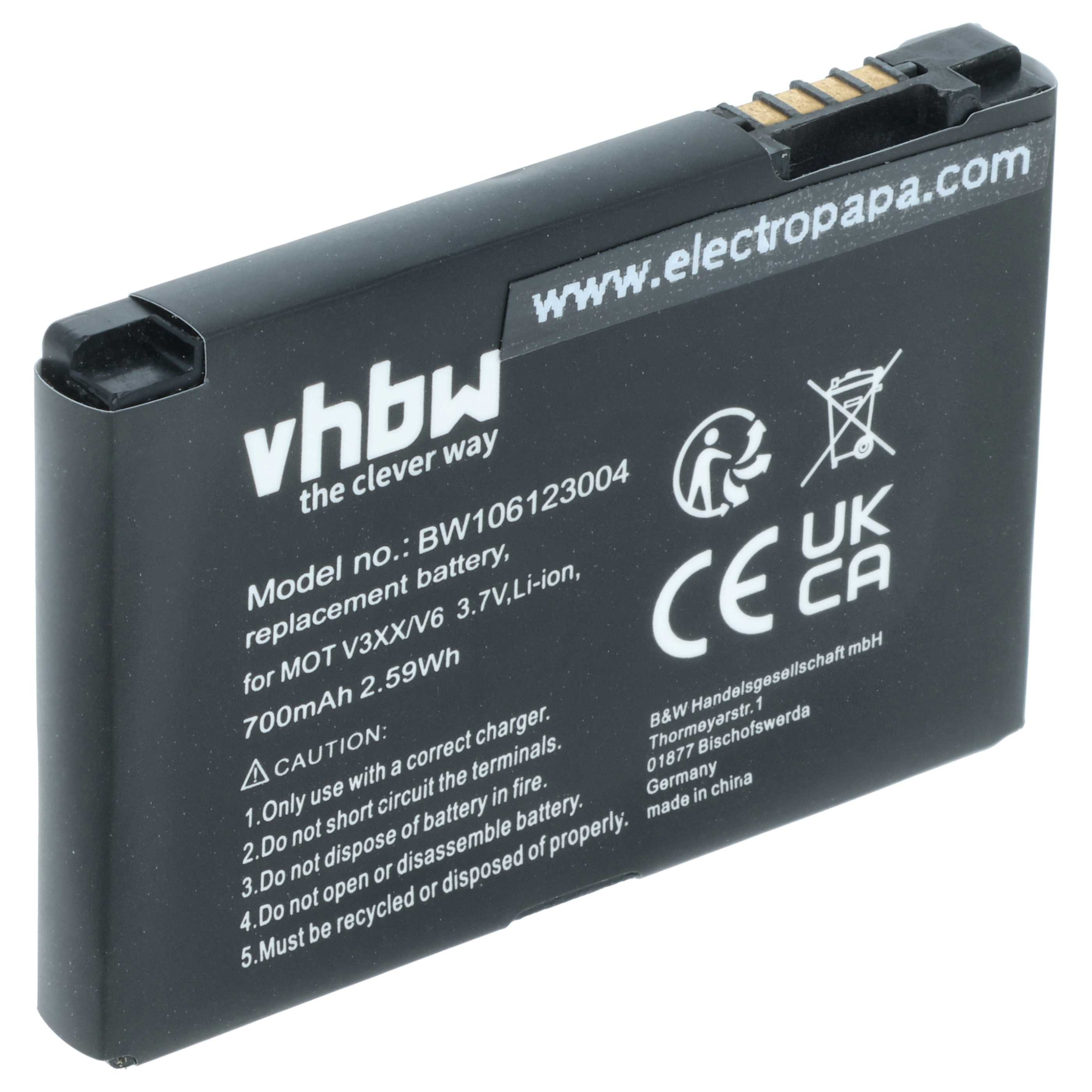 vhbw Akku Ersatz für Motorola BZ60 für Mobilfunk (700 mAh, 3,7 V, Li-Ion) Smartphone-Akku Akku Li-Ion 700 mAh (3,7 V), Leistungsfähiger Austausch-Akku für Telefon, Smartphone