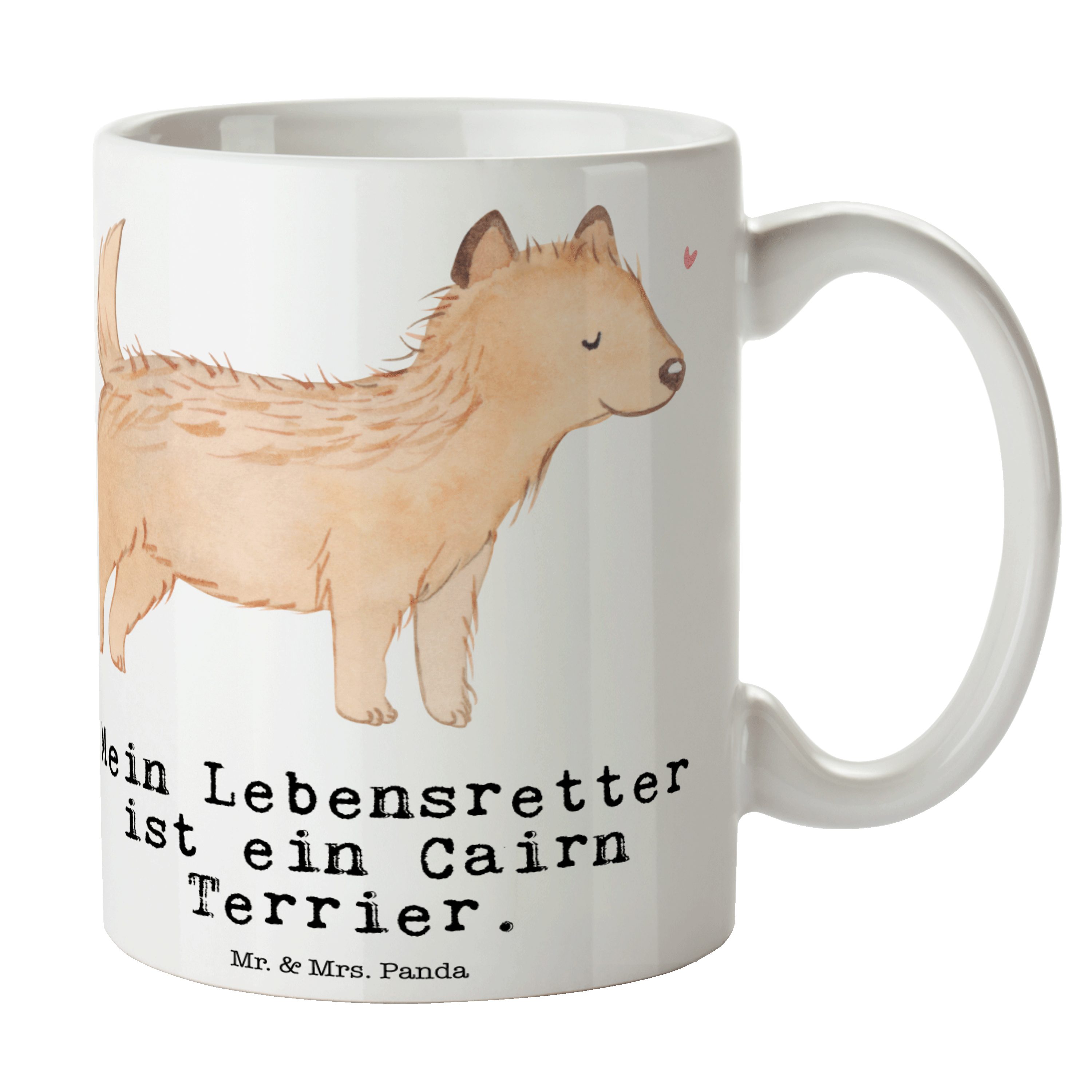 Panda - Geschenk, Lebensretter Weiß & Tasse Terrier Kaffeebec, Cairn - Mrs. Mr. Keramik Keramiktasse,