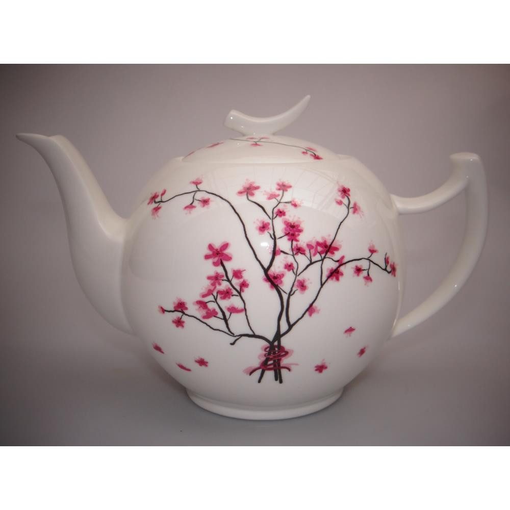 TeaLogic Teekanne, 1000 l, Höhe: 15cm, Farbe: Weiß, Motiv: Cherry Blossom / Kirschblüte