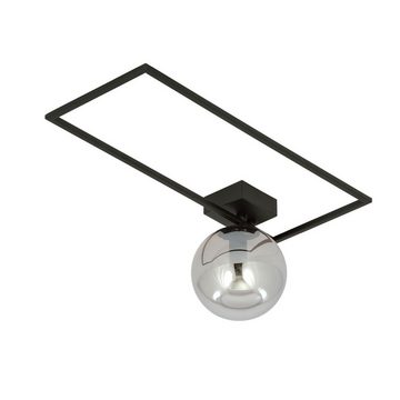 Licht-Erlebnisse Deckenleuchte EINAR, ohne Leuchtmittel, Metall Rauchglas E14 Schwarz Graphit Kugelschirm Modern