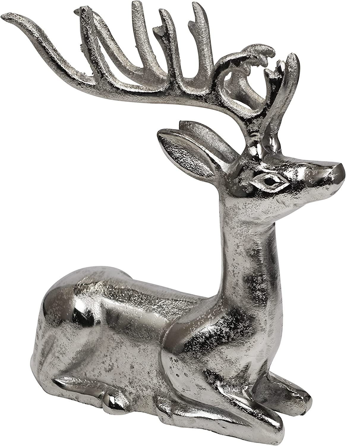 Weihnachten Hirsch Rentier Küche, 26 Winter Dekoration - Metall Silber Aluminium Dekofigur Deko Statue für Liegend - - - Hirschgeweih - Schlafzimmer Dekoration Wohnzimmer, Figur Dekofigur MichaelNoll - XL cm