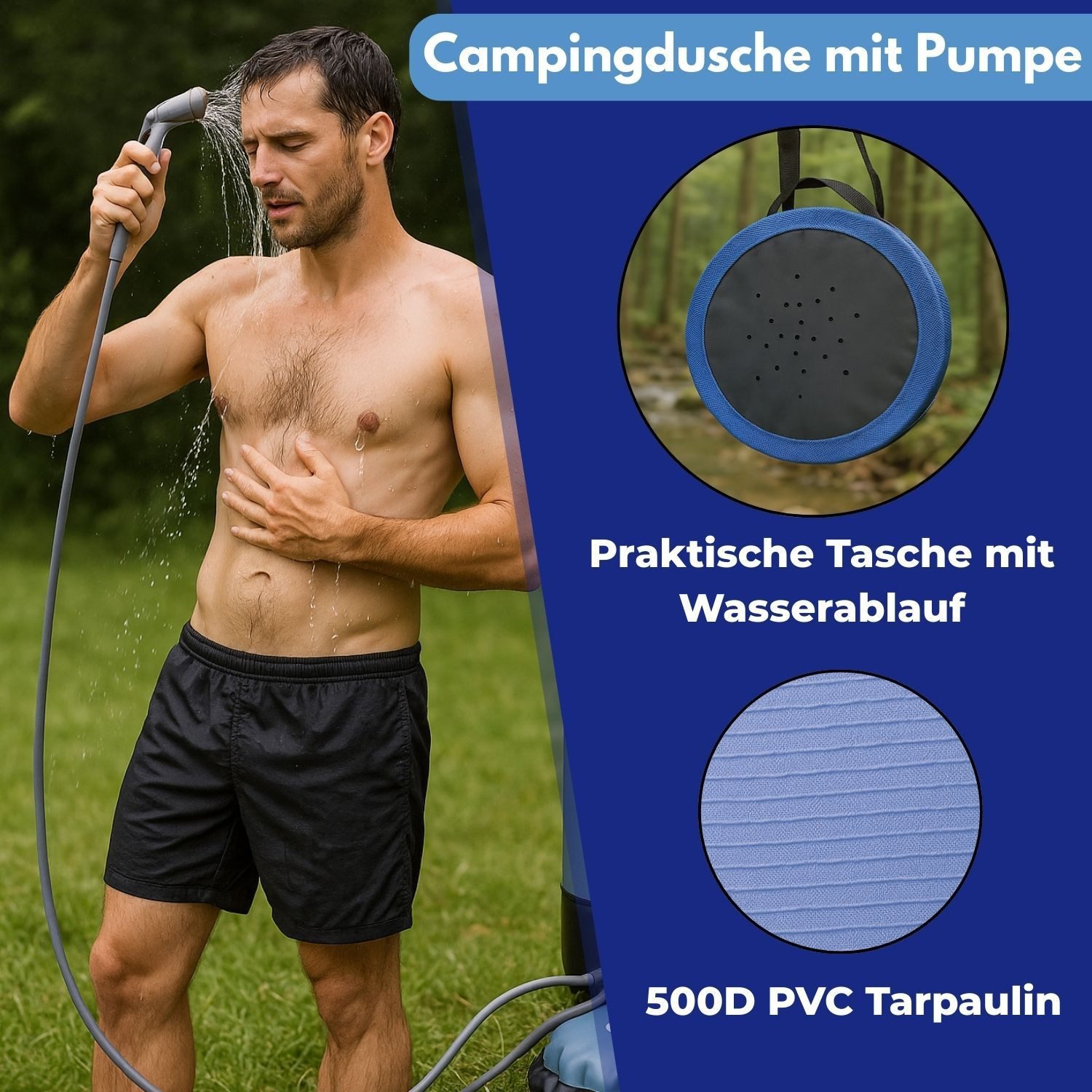Coemo Gartendusche, Blau Solardusche mit Fußpumpe, günstig online kaufen