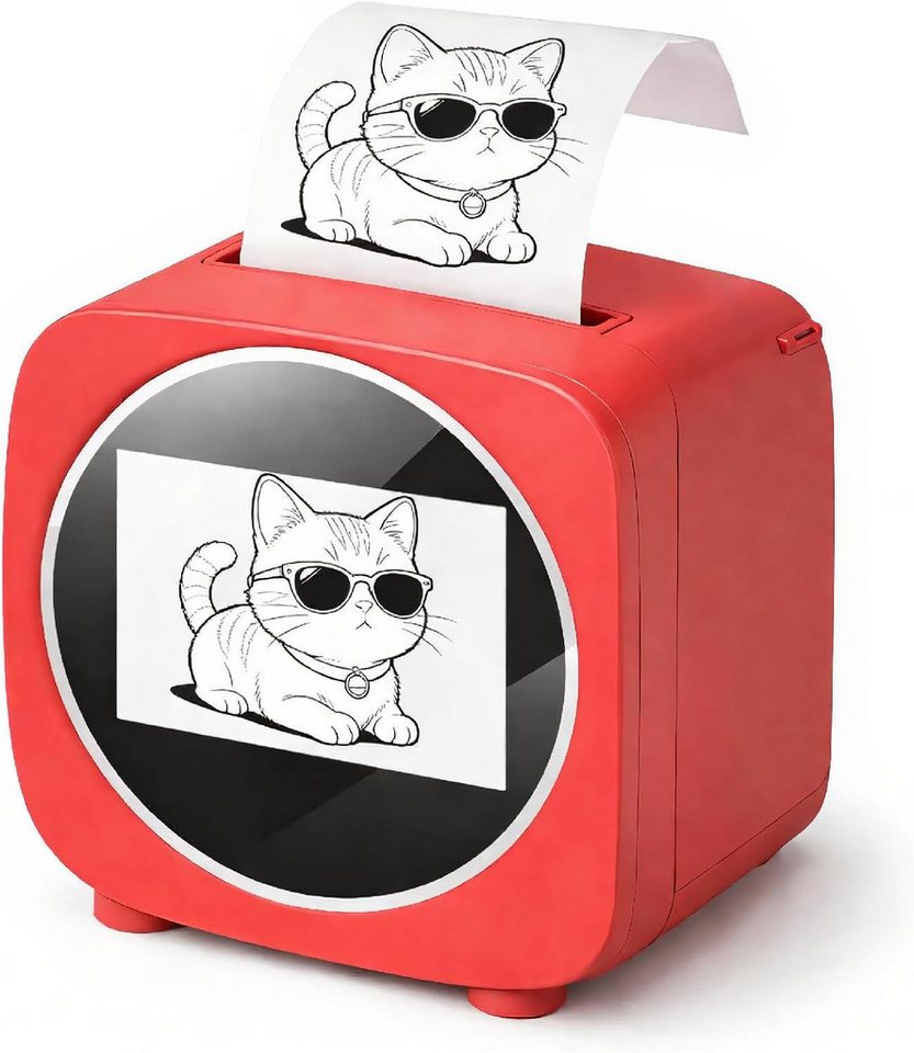 pedete Mini Etiketten drucker Intelligente KI-Etikettendruckerbox Etikettendrucker, (ragbarer Bluetooth- und WLAN-Etikettendrucker für zu Hause, Etikettendrucker Mini Thermodrucker drucker, Thermotransfer-Etikettendrucker mit 2,4-Zoll-Display)