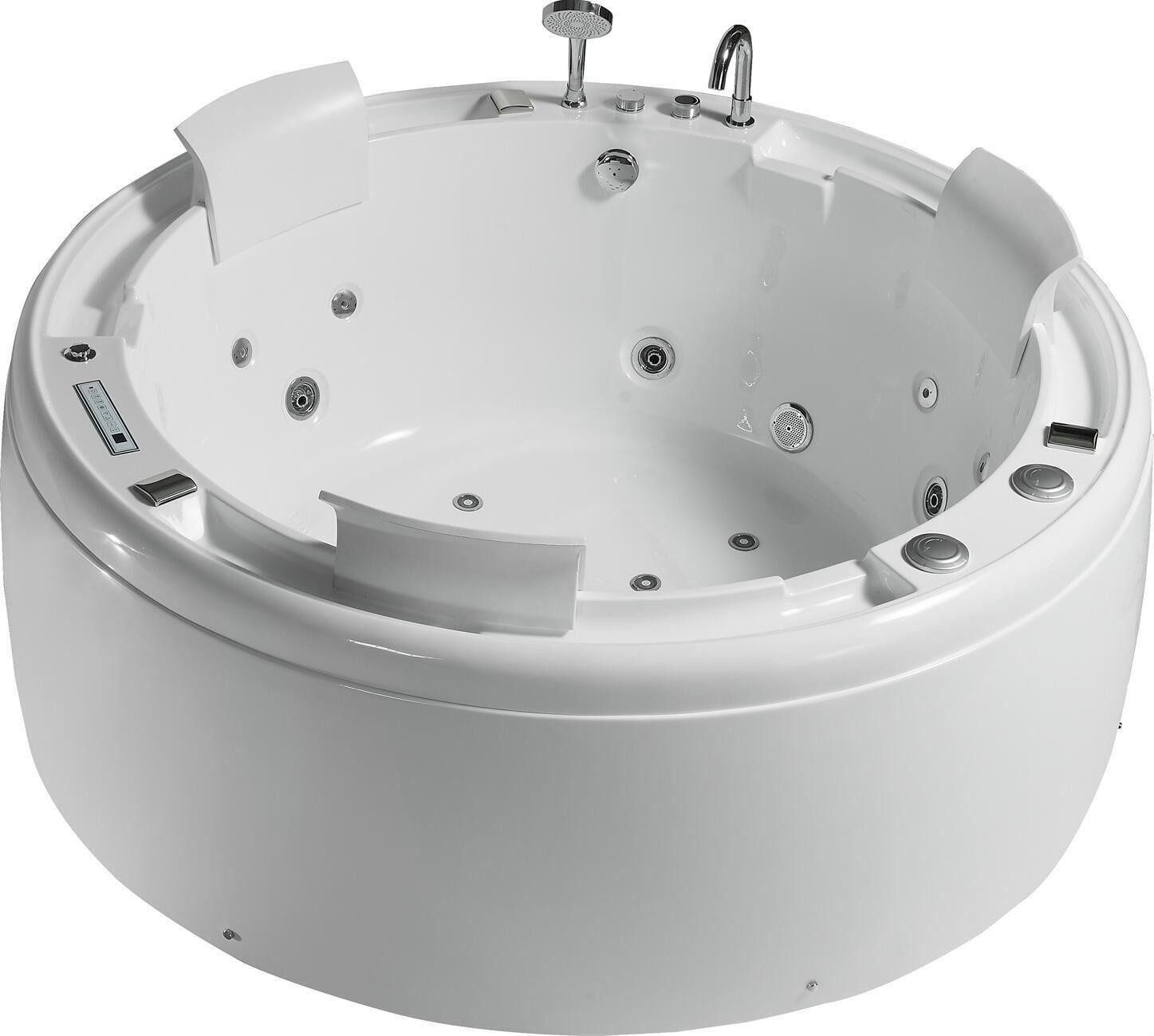 JVmoebel Whirlpool-Badewanne Luxus Whirlpool Badewanne Runde Wanne Licht Wasserfall LED-Beleuchtung, (1-tlg), Made in Europa