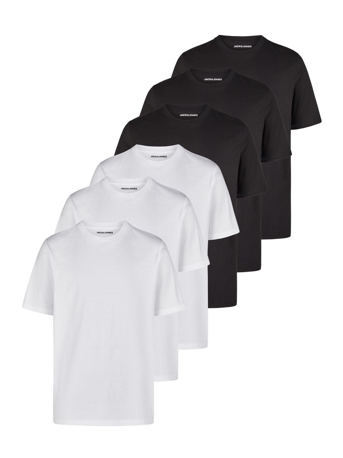 Jack & Jones T-Shirt Herren Basicshirt JACJEANS UNDERWEAR 6er Pack Regular Fit (Vorteilspack, 6-tlg) Kurzarm Tee Shirt mit Rundhalsausschnitt