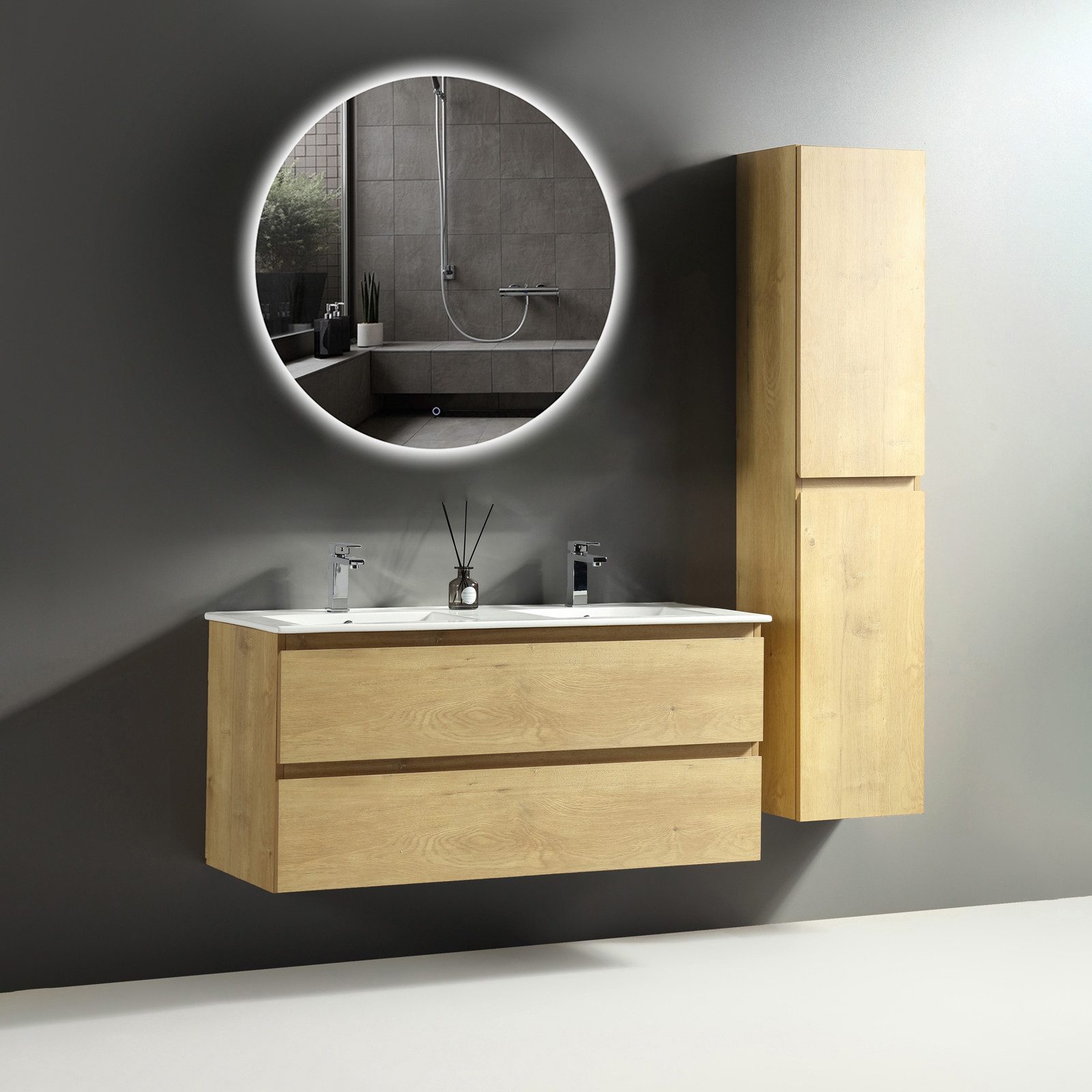 Alpenberger Badezimmer-Set Badezimmer Möbel Badschrank, (Runder günstig online kaufen