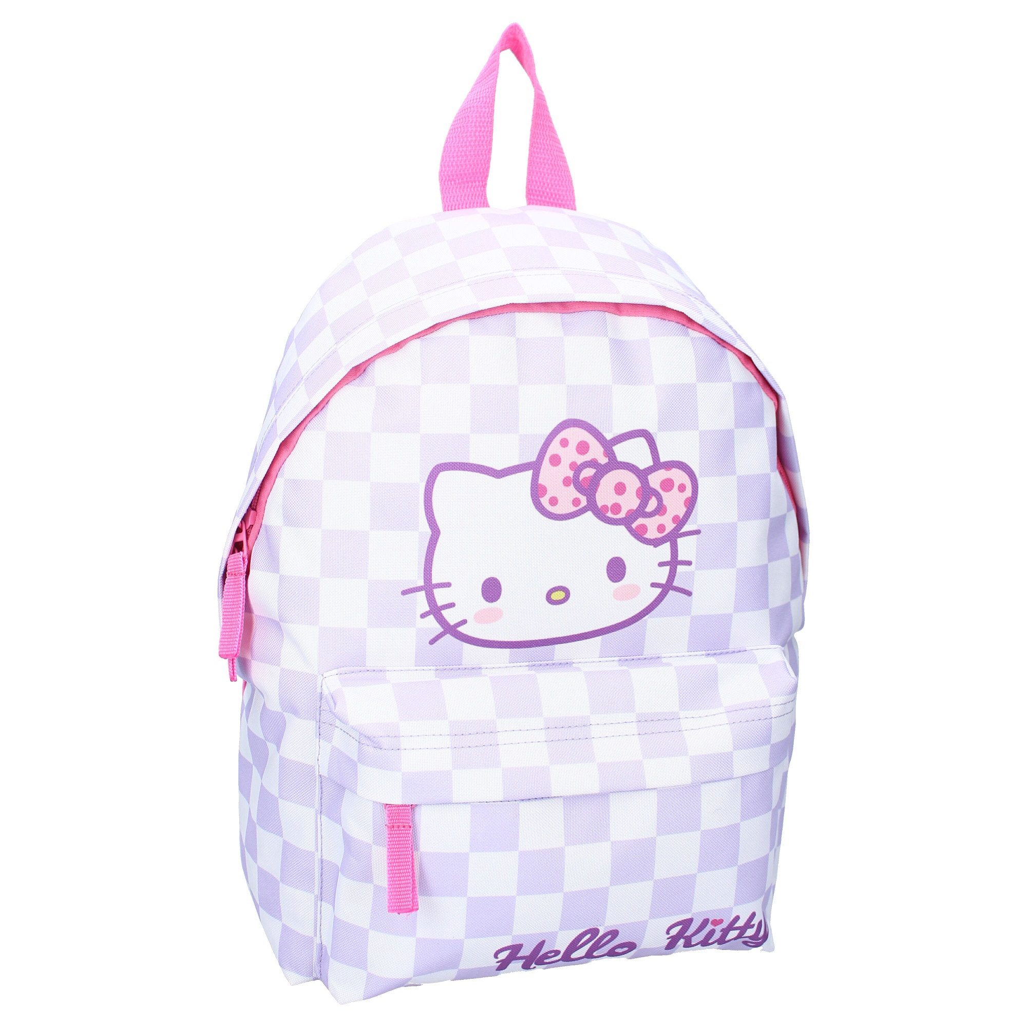 Hello Kitty Kinderrucksack Rucksack „Bag It Up!“ Kinder Rucksack mit Karomuster & Fronttasche