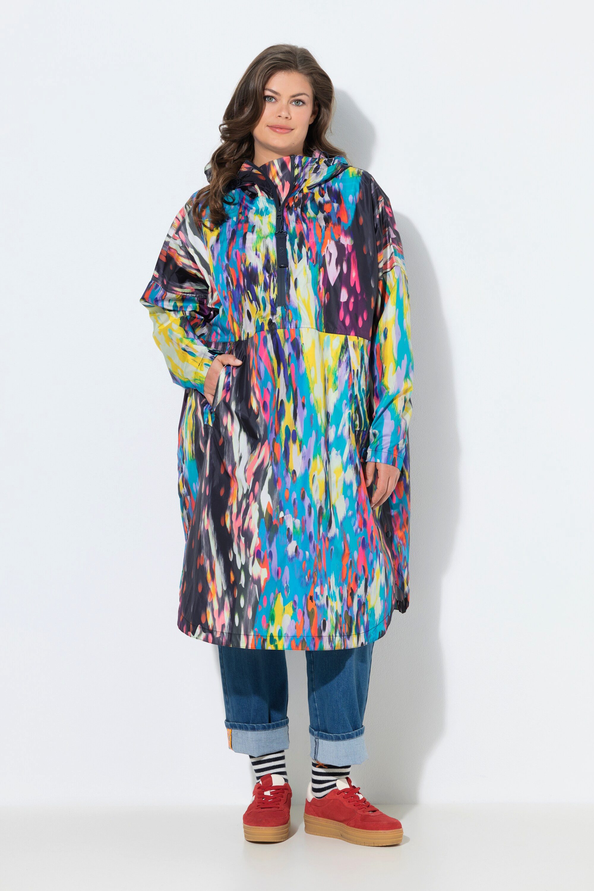 Funktionsjacke Funktions-Regencape Unisex Print Kapuze