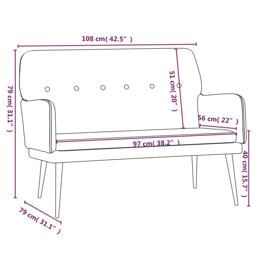 Sitzbank 108x79x79 cm Dunkelgrau Samt furnicato