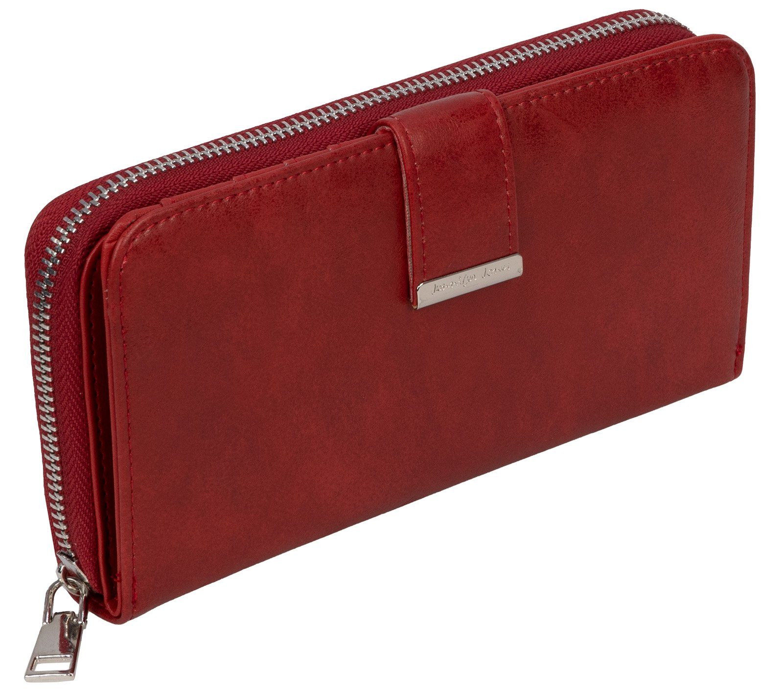 Jennifer Jones Kellnerbörse JENNIFER JONES XXL Damen Geldbörse Portemonnaie Clutch 19 Karten Blau, Damen Geldbörse klappbar mit Reißverschluss Portemonnaie Geldbeutel Rot