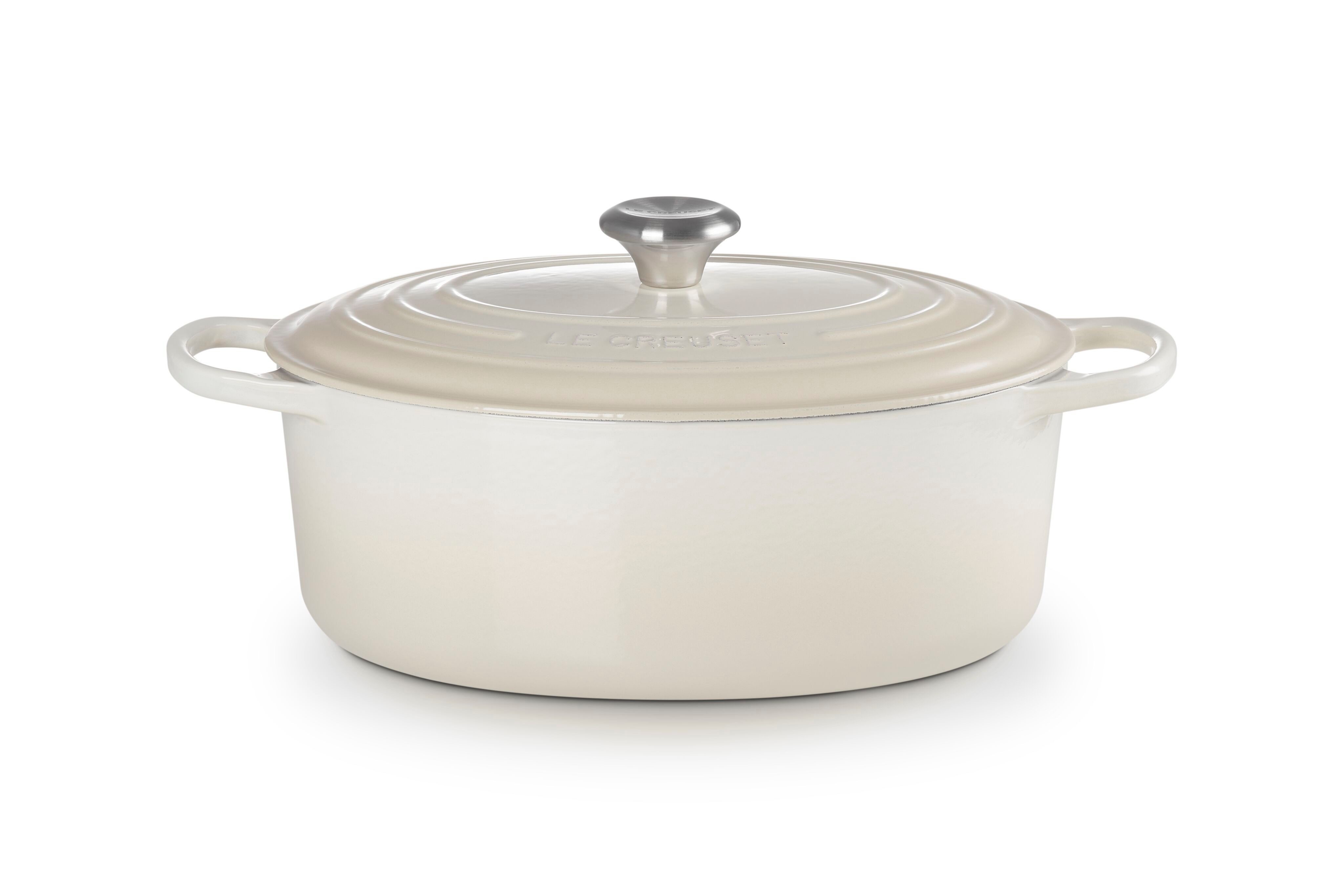 LE CREUSET Bräter Gusseisen-Bräter mit Deckel, Oval, Gusseisen, Oval, 5,71 kg, Meringue, 21178317164430