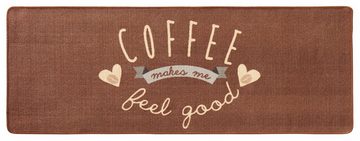 Küchenläufer Coffee feel good, HANSE Home, rechteckig, Höhe: 8 mm, Kurzflor, rutschhemmend, Gekettelt, Strapazierfähig, Pflegeleicht