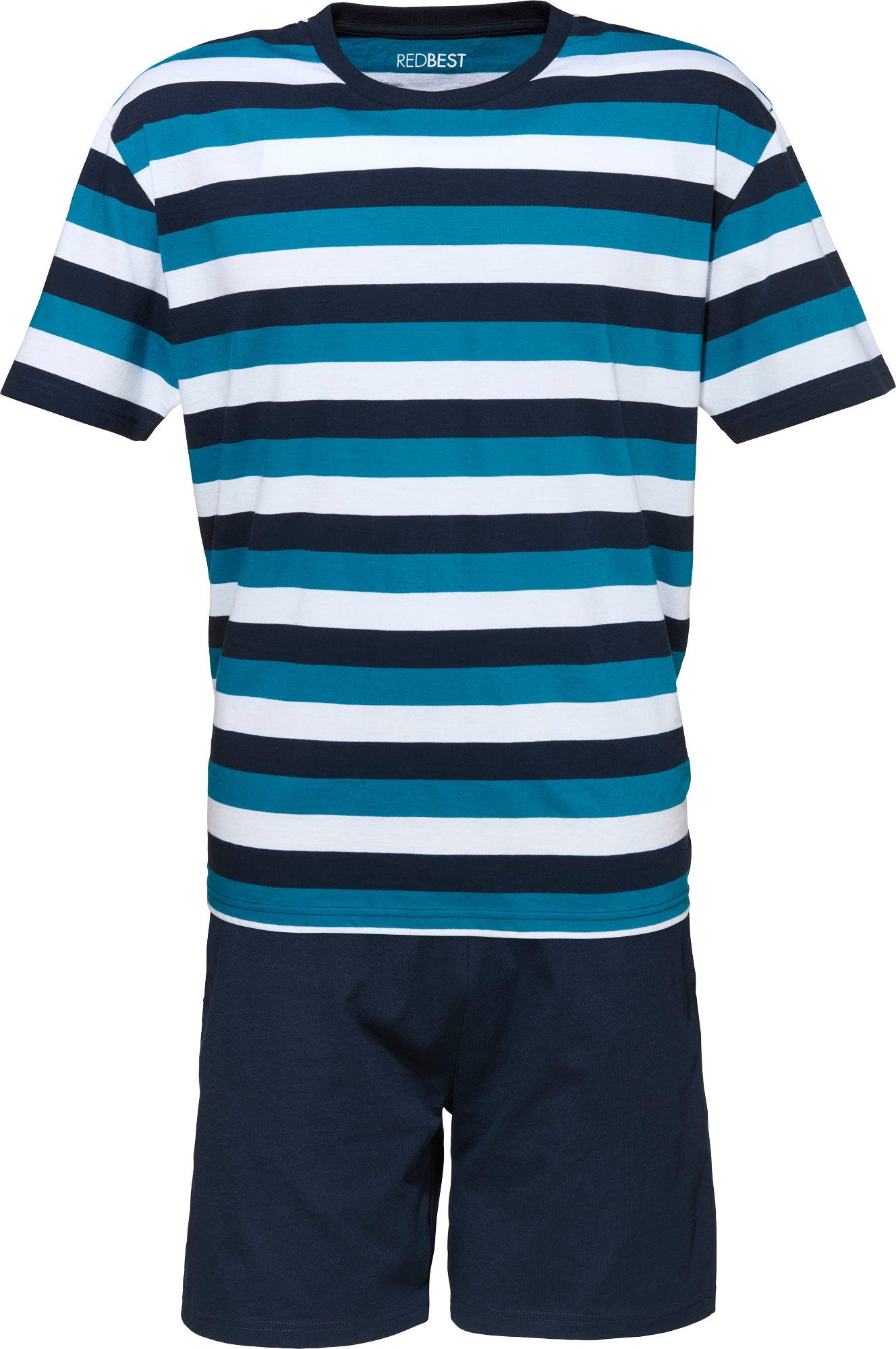 REDBEST Pyjama Herren-Shorty Single-Jersey Streifen: gestrickter Ringel, Ob günstig online kaufen