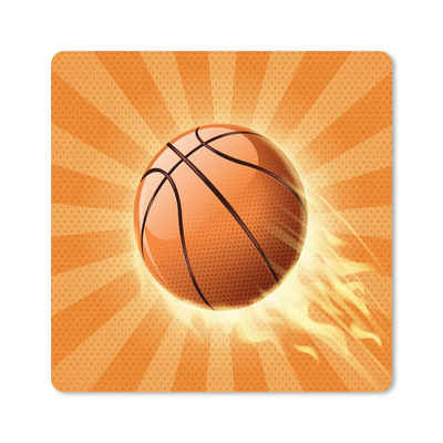 MuchoWow Gaming Mauspad Eine orangefarbene Illustration eines Basketballs, der Geschwindigkeit (1-St), Gaming, Rutschfester Unterseite, Mausunterlage, 80x80 cm, XXL, Großes