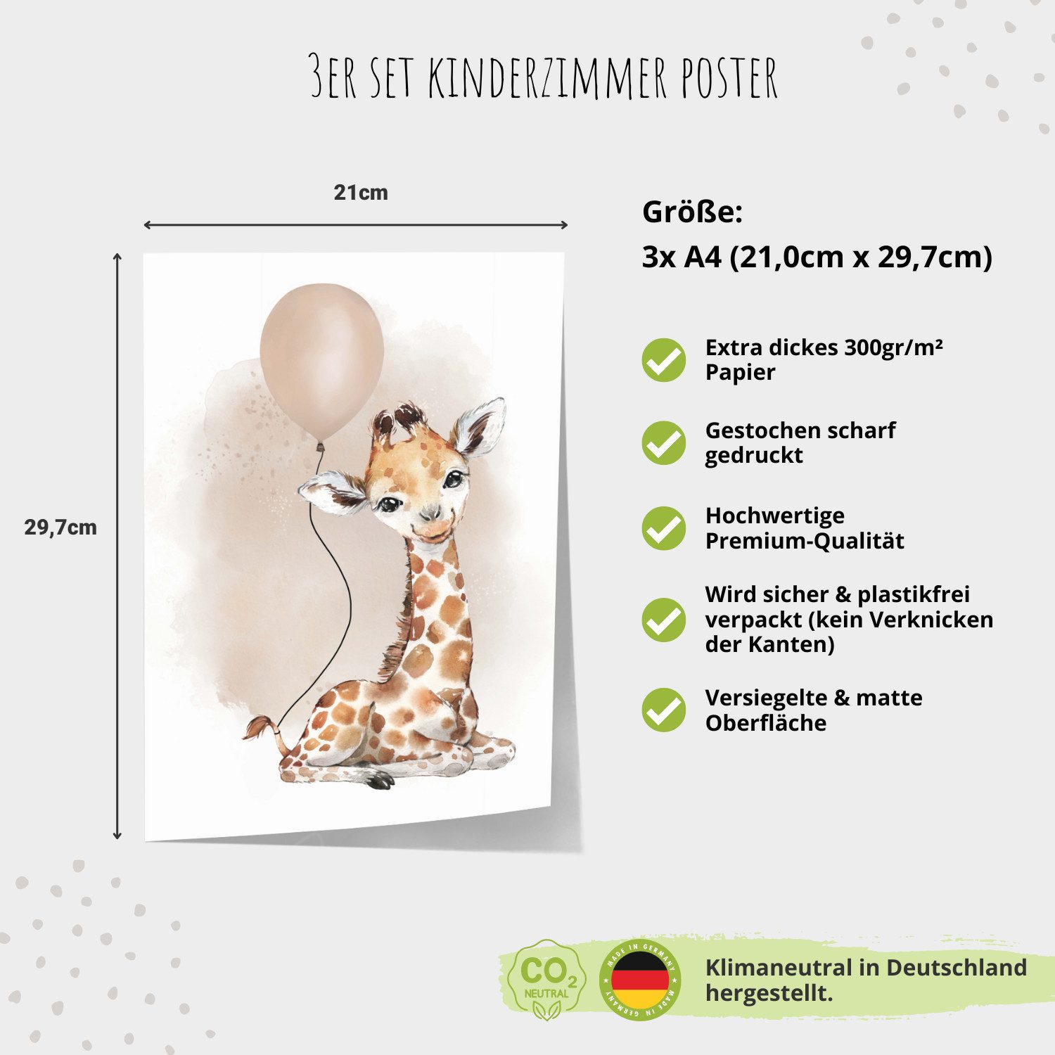 MeinBaby123® Poster Bilder Kinderzimmer, Poster Kinderzimmer Deko, Babyzimmer Deko, Spruch Wandbilder, Boho, Tiere – Bild 4 von 5