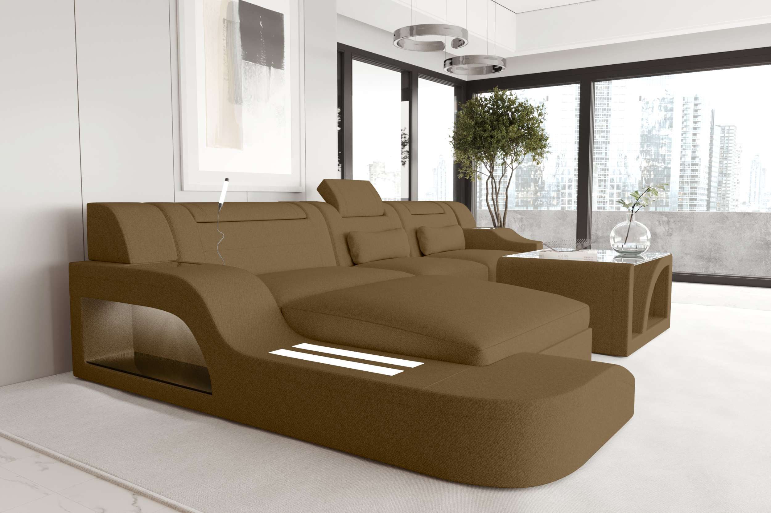 Sofa Dreams Ecksofa Ecksofa Palermo L Form Stoffsofa, Ecksofa, L-Form, Zeitloser Look in L-Form, 1 Zierkisse inklusive, LED