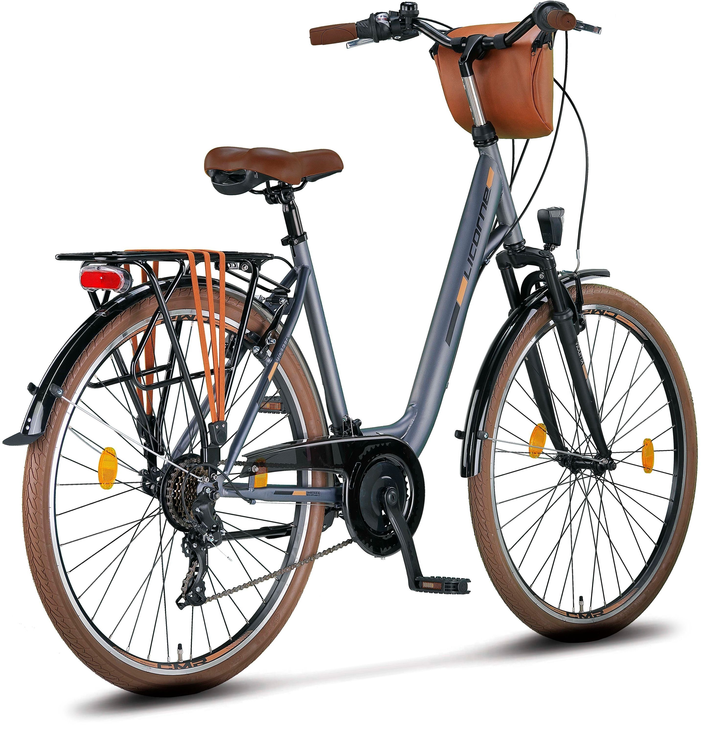Bike Grau 28 Cityrad Violetta Licorne Licorne Zoll, 21 Premium Bike Gang City Bike in