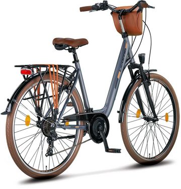 Licorne Bike Cityrad Licorne Bike Violetta Premium City Bike in 28 Zoll - Fahrrad für Mädchen, Jungen, Herren und Damen - Shimano 21 Gang-Schaltung - Hollandfahrrad