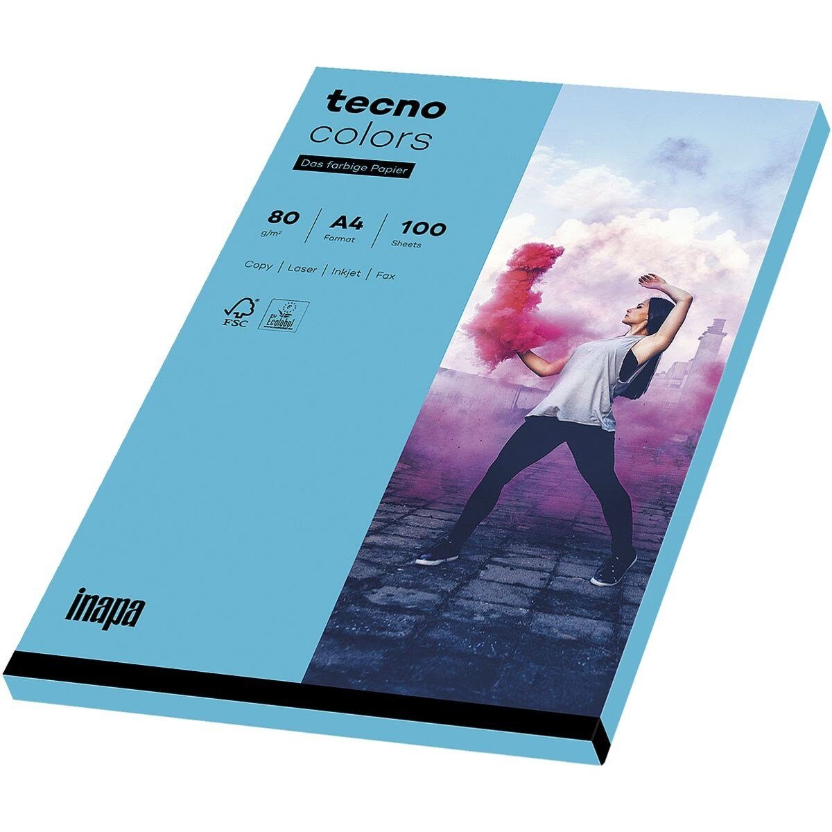 Inapa Kopierpapier g/m², Drucker- DIN A4, Rainbow, Kleinpack Format und Intensivfarben, tecno blau 80