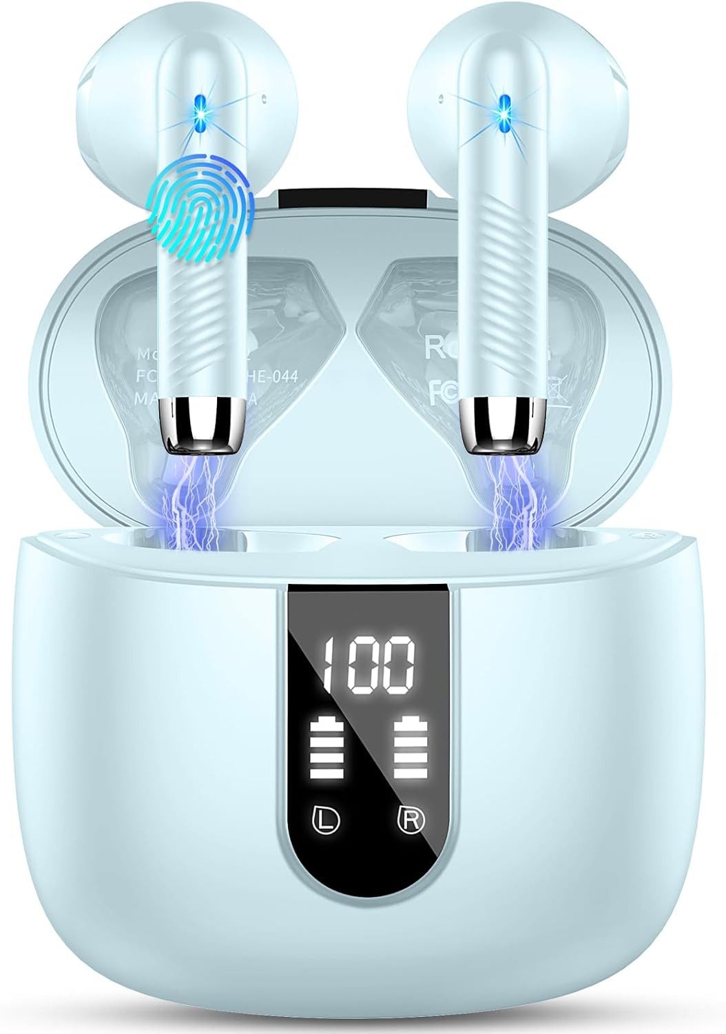 Drsaec Bluetooth 5.3 Kopfhörer mit ENC & 48H Akku In-Ear-Kopfhörer (IPX7 Wasserdichtigkeit schützt die Kopfhörer vor Schweiß, Regen und feuchten Umgebungen beim Sport., Noise Cancelling Headset mit LED Anzeige, USB-C & IPX7 Schutz)