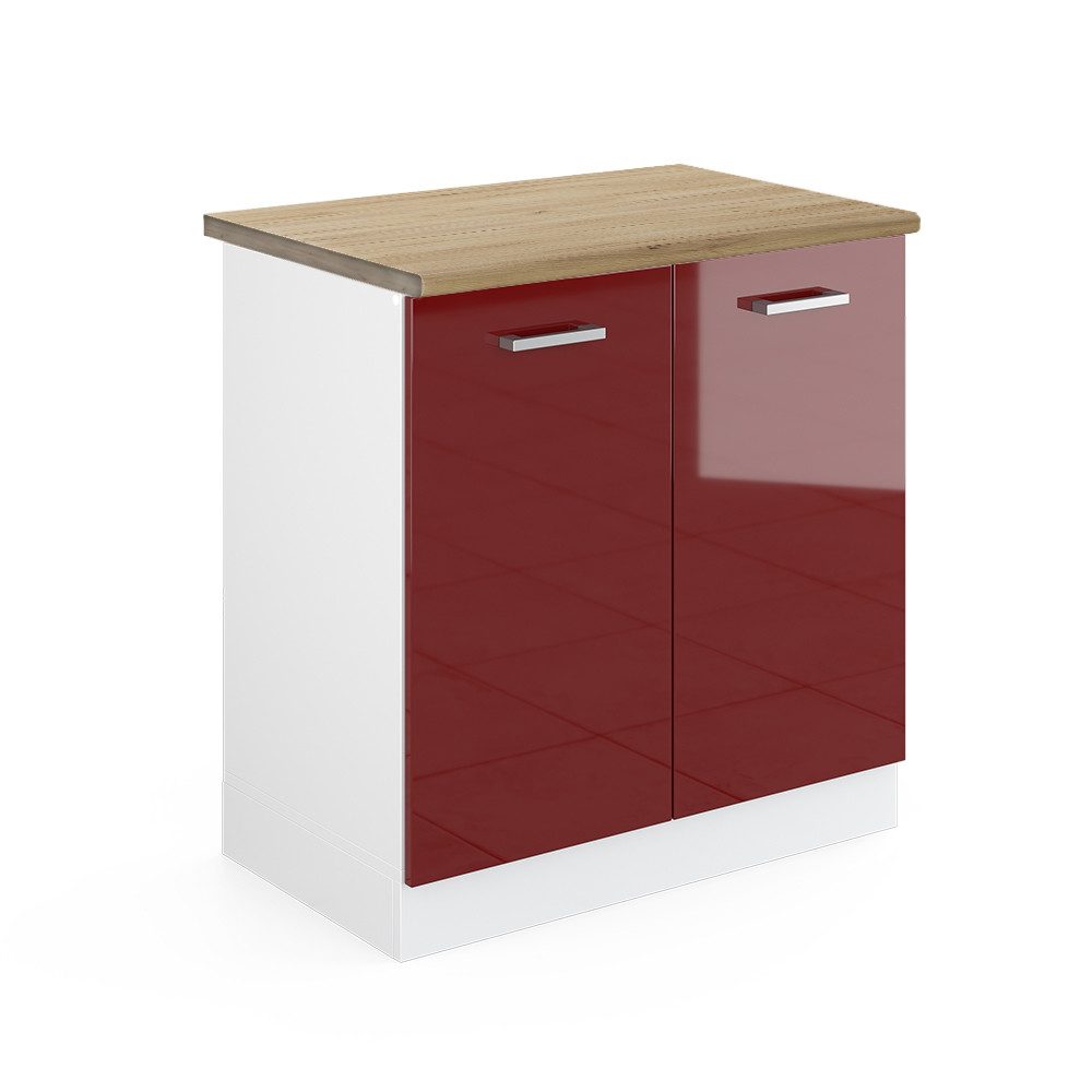 Vicco Spülenunterschrank R-Line, Bordeaux Hochglanz/Weiß, 80 günstig online kaufen
