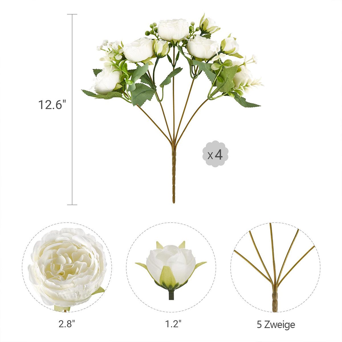 Kunstblumenstrauß Kunstblumenstrauß Rugosa-Rose Künstliche Blumen Rugosa-Ro günstig online kaufen