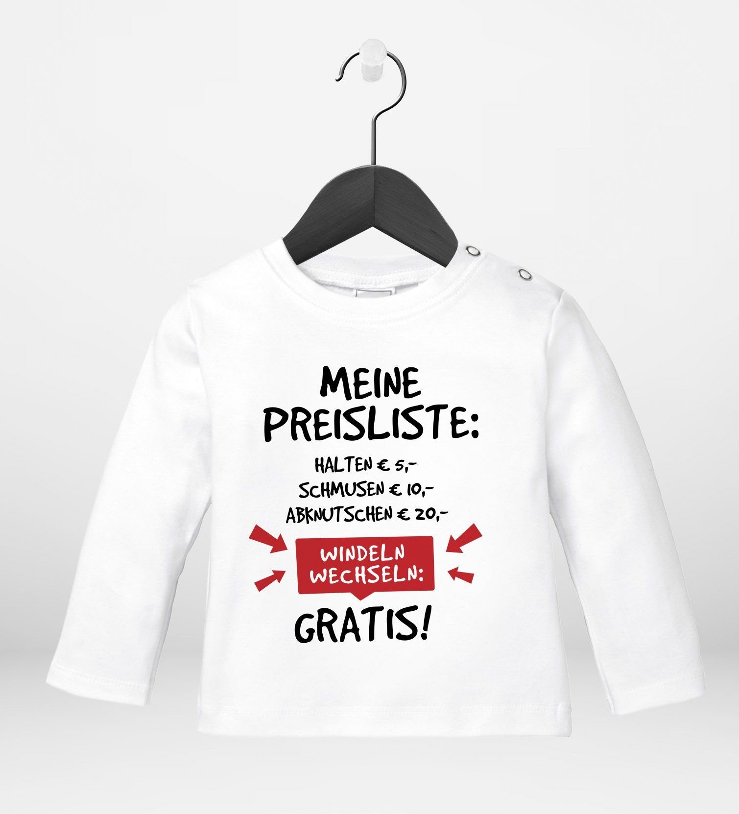 MoonWorks Rundhalsshirt Baby Langarmshirt mit Spruch lustig meine Preisliste Bio-Baumwolle