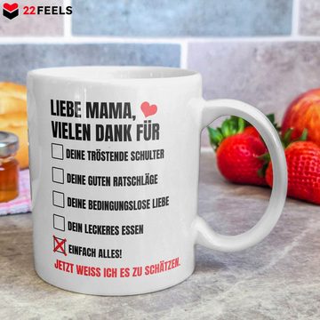 22Feels Tasse Mama Geschenk Muttertag Mutter Geburtstag Kaffee Frauen Weihnachten, Keramik, Made in Germany, Spülmaschinenfest