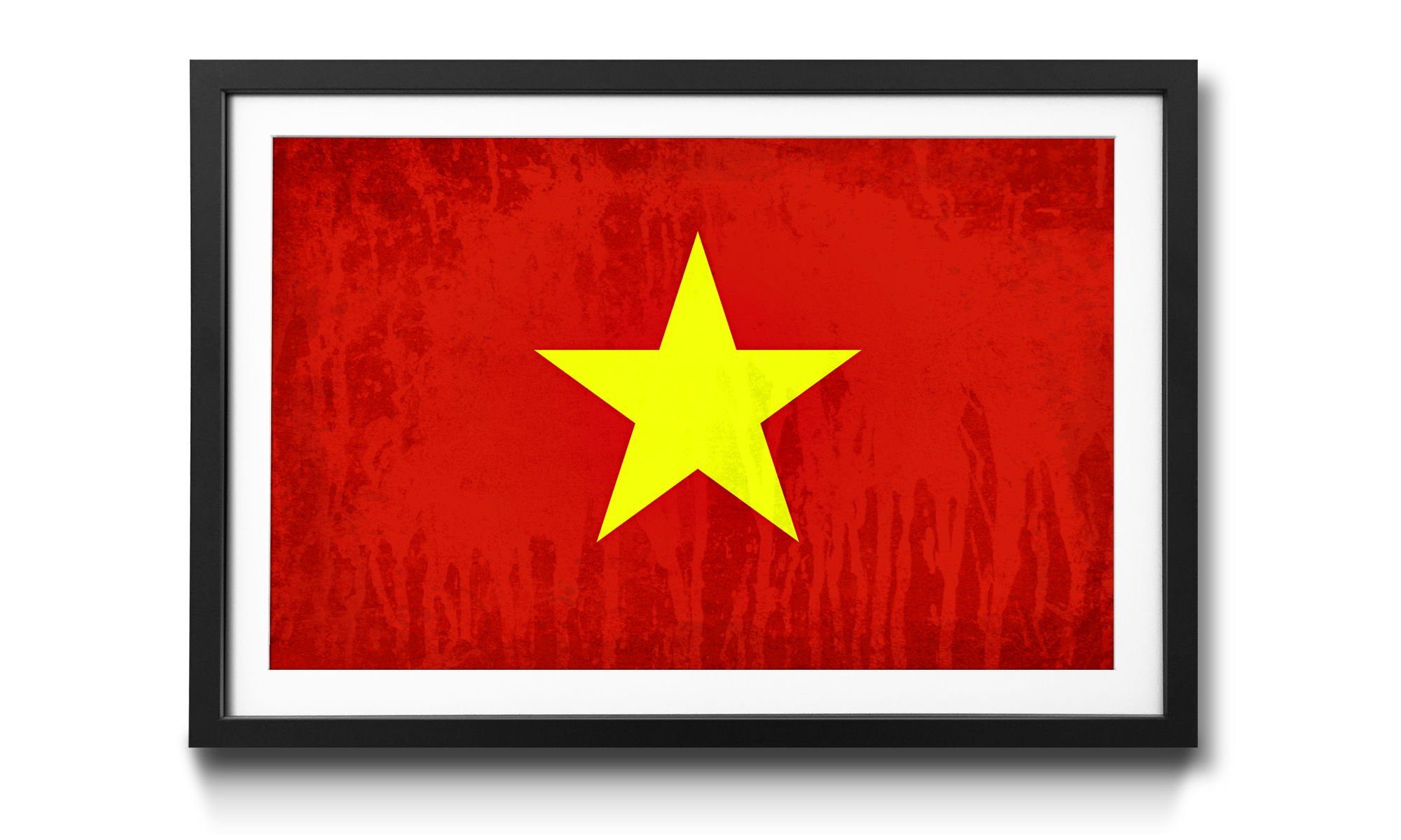 Rahmen erhältlich 4 Wandbild, Bild in Größen mit Vietnam, WandbilderXXL Flagge,