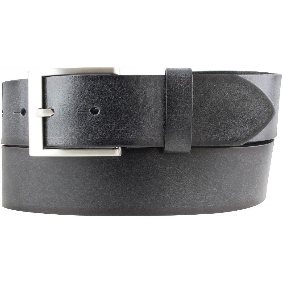 BELTINGER - Schwarz, Ledergürtel Edelstahl-Gürtelschnalle mit Herren-Gürtel cm Jeans-G 4 Silber Vintage-Look