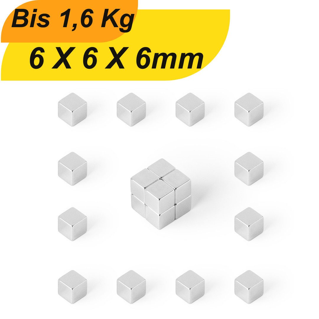 Magnet Neodym Magnet 6x6x6 mm Supermagnete hohe Haftkraft Würfelmagnete