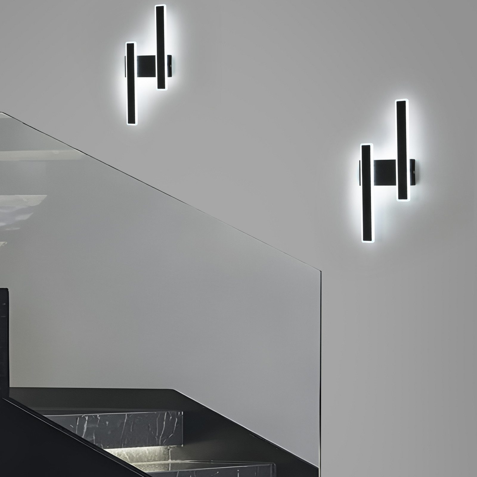 Riserva LED Wandleuchte LED Wandleuchte Innen 32W Schwarz Doppelkopf 46cm Modern, LED wechselbar