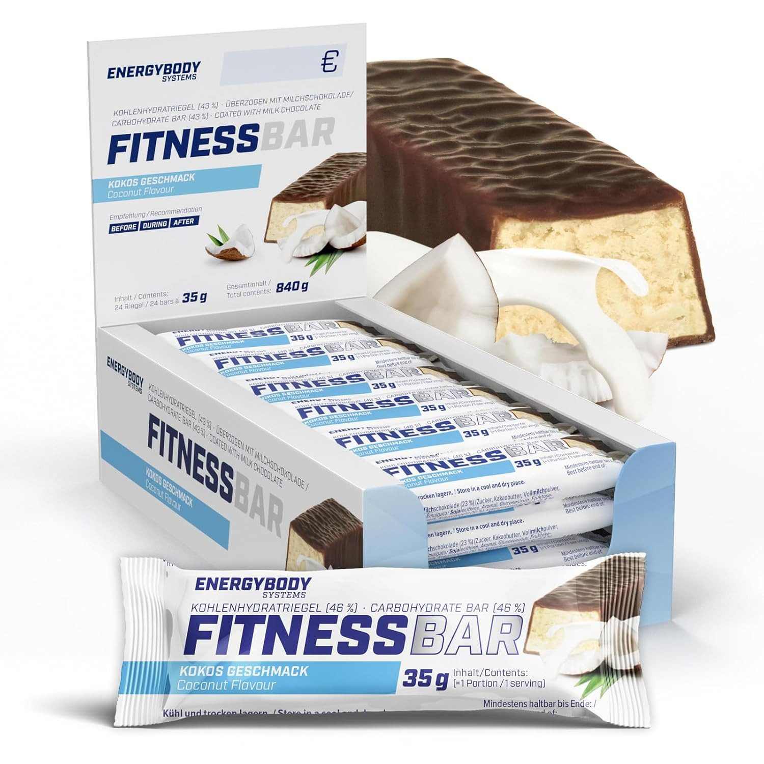 Energybody Systems Fitness Bar Riegel, 24 er, 35 g, mit Protein, Kohlenhydrate und Vitamine