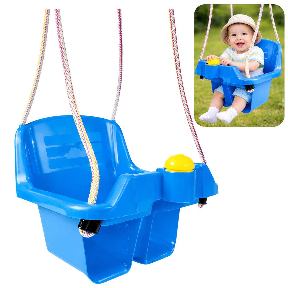 Generic Babyschaukelsitz Kinderschaukel Gartenschaukel Babyschaukel (Spar-Set, 1-tlg), Hohe Rückenlehne, Sicherheitsbügel, Hupe, bis 19 kg