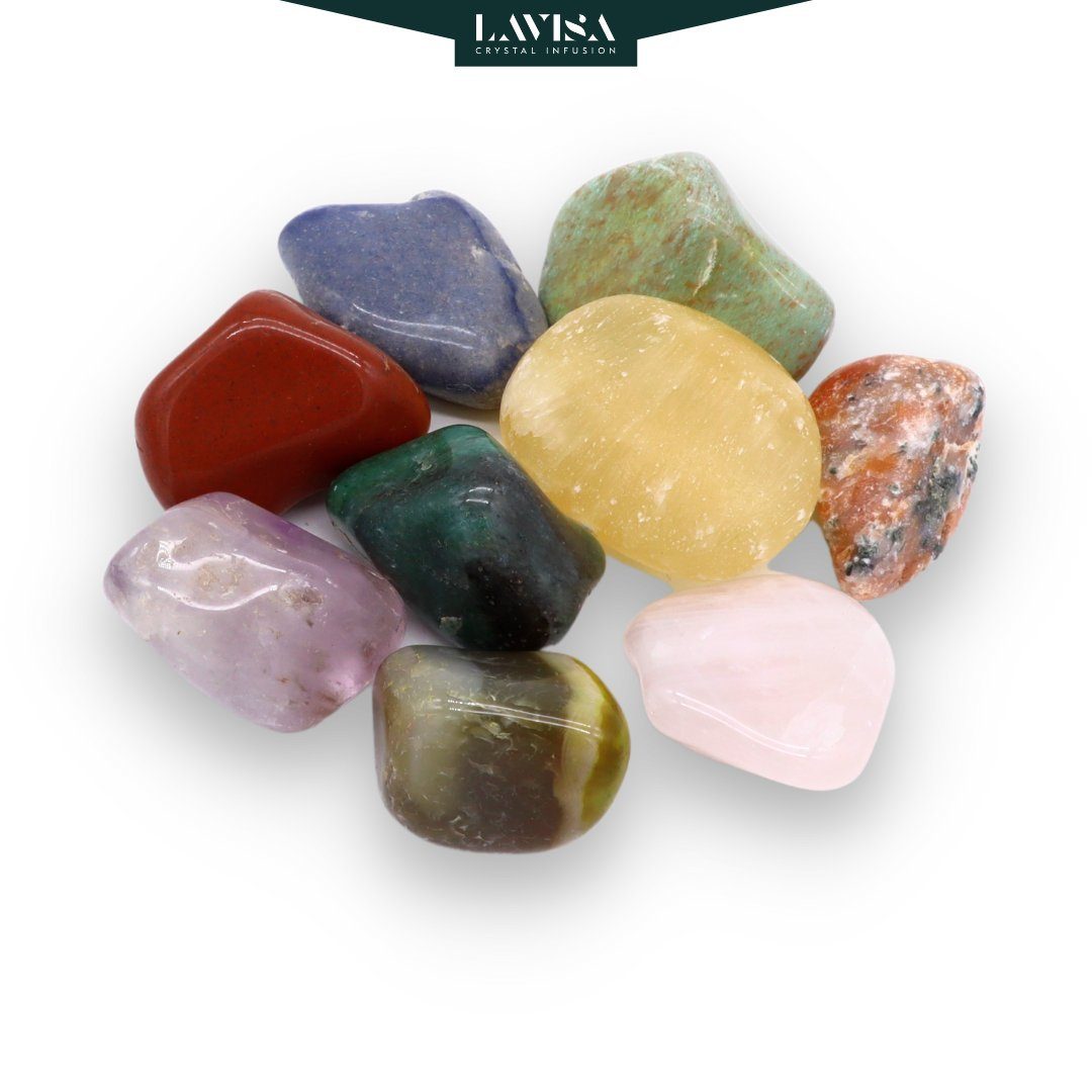 LAVISA Mineralstein Trommelsteine Mischung, Edelsteine Kristalle, 100% Mineralsteine, Edelstein Trommelstein sammelstein Kinder – Bild 3 von 5