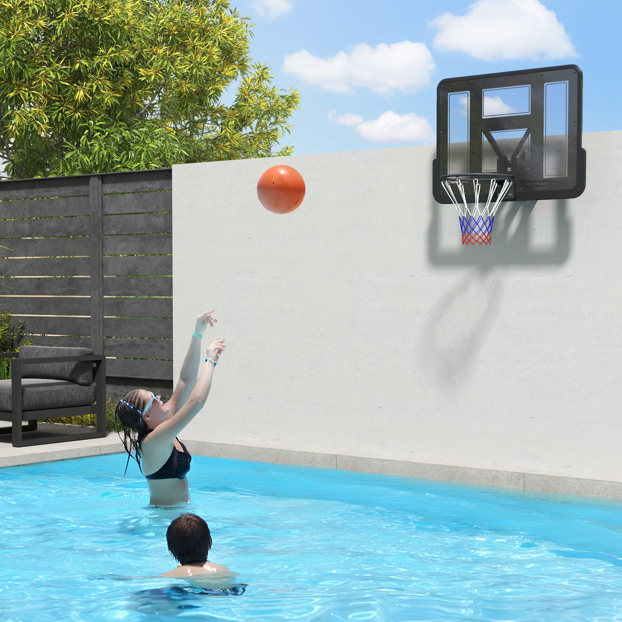 SPORTNOW Basketballständer Wandbefestigter (Basketballkorb, 1-St., Basketball Board), für Erwachsene, für Outdoor & Indoor, Schwarz