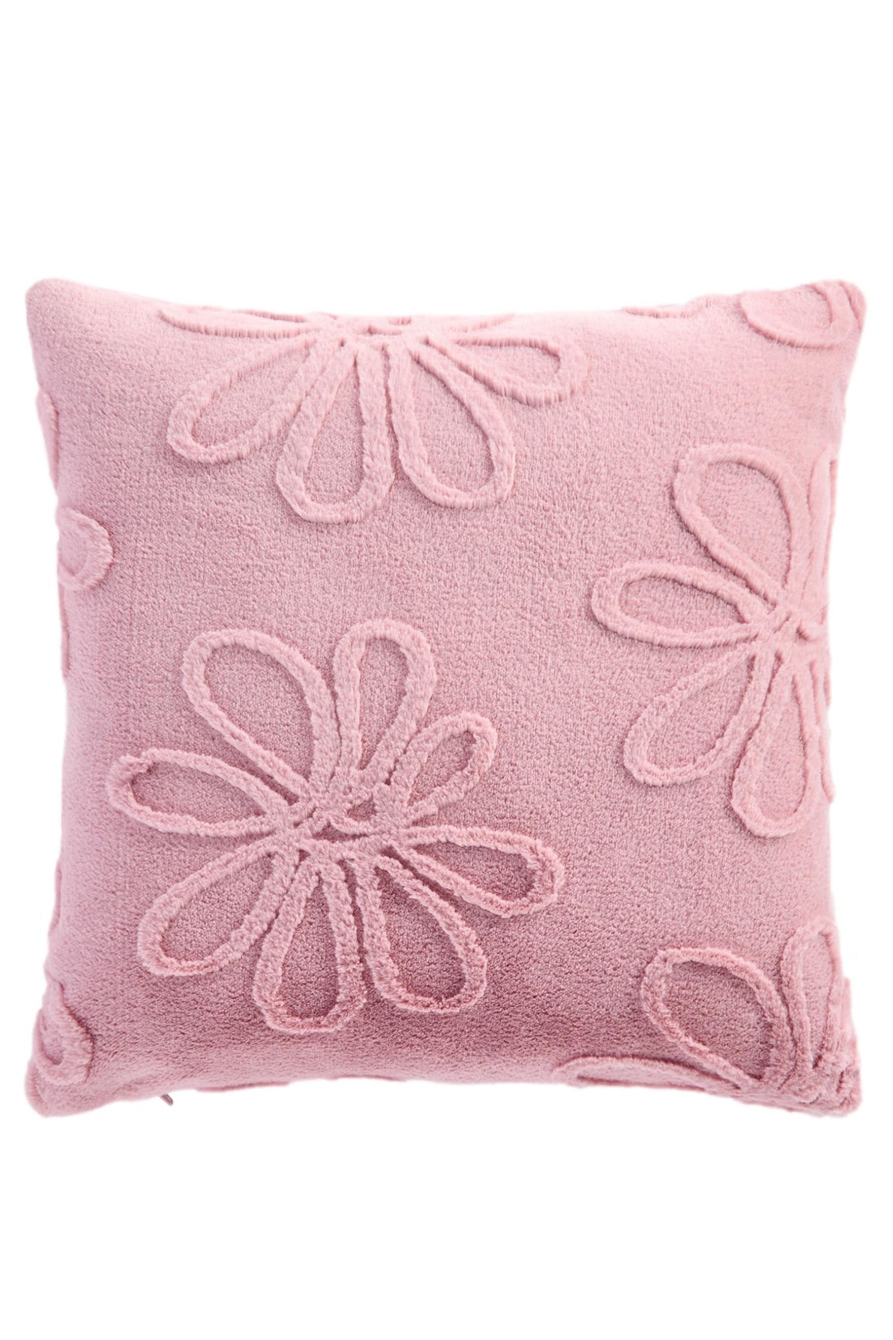 Dekokissen Kissen aus Kunstfell Blumenmotiv