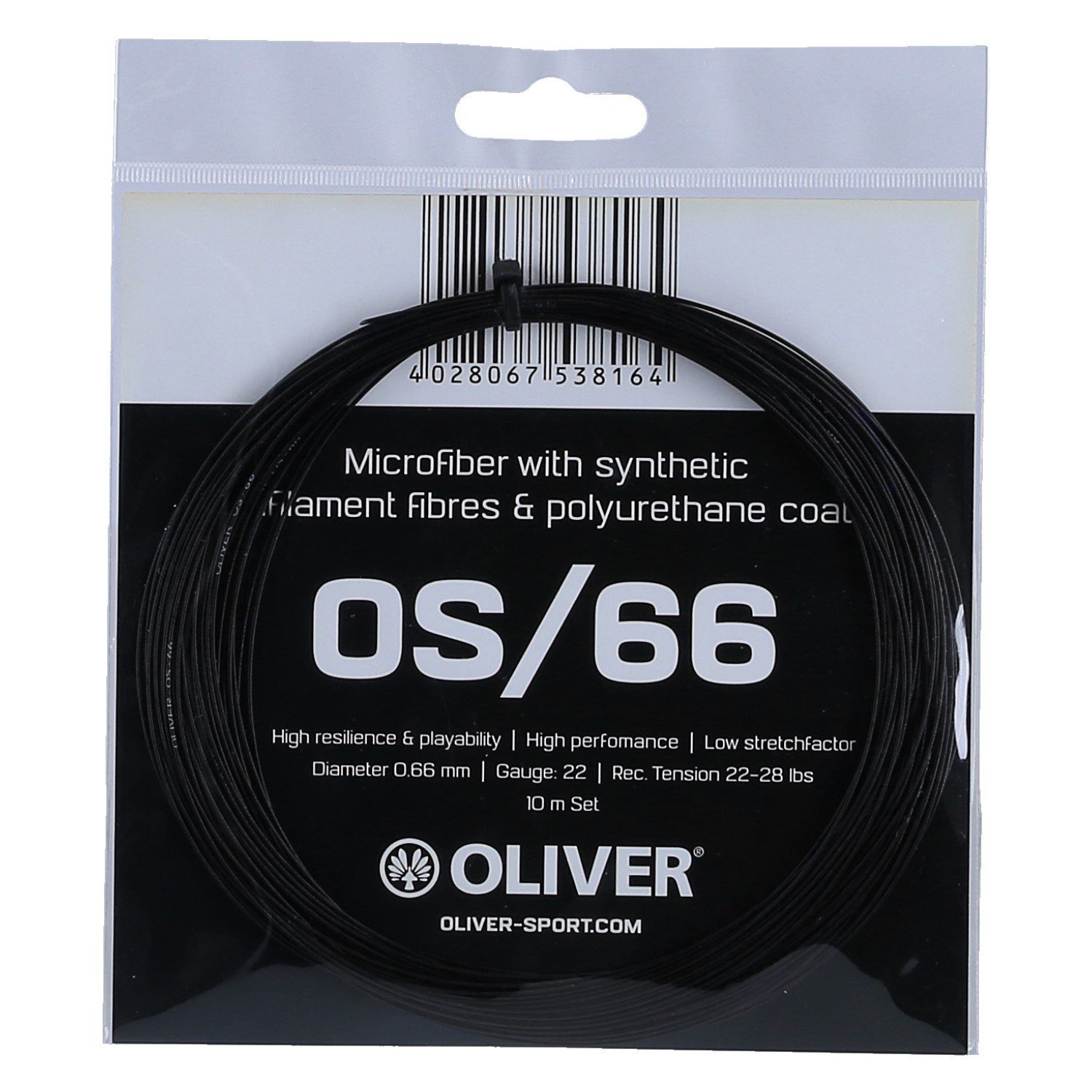 Oliver Badmintonsaite OS-66 schwarz 10m Set, Saitendicke: 0.66