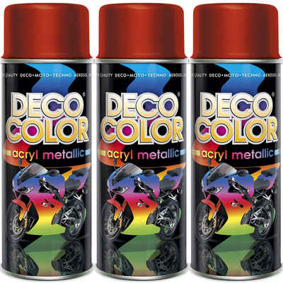 DECO COLOR Sprühlack 3er Sparpack Metallic Lackspray 400ml Farbe frei wählbar