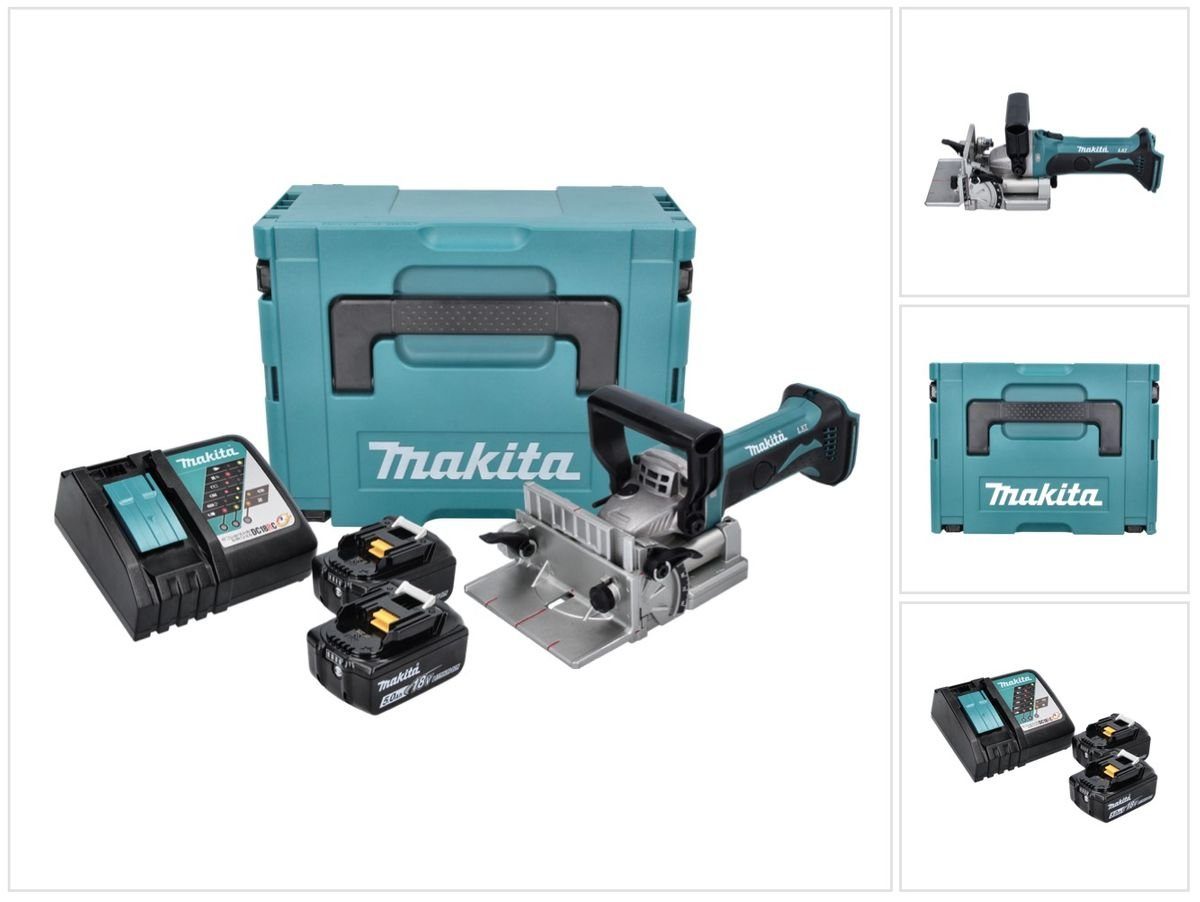 Makita Nutfräse DPJ 180 RTJ Akku Nutfräse 18 V 100 mm + 2x Akku 5,0 Ah + Ladegerät +