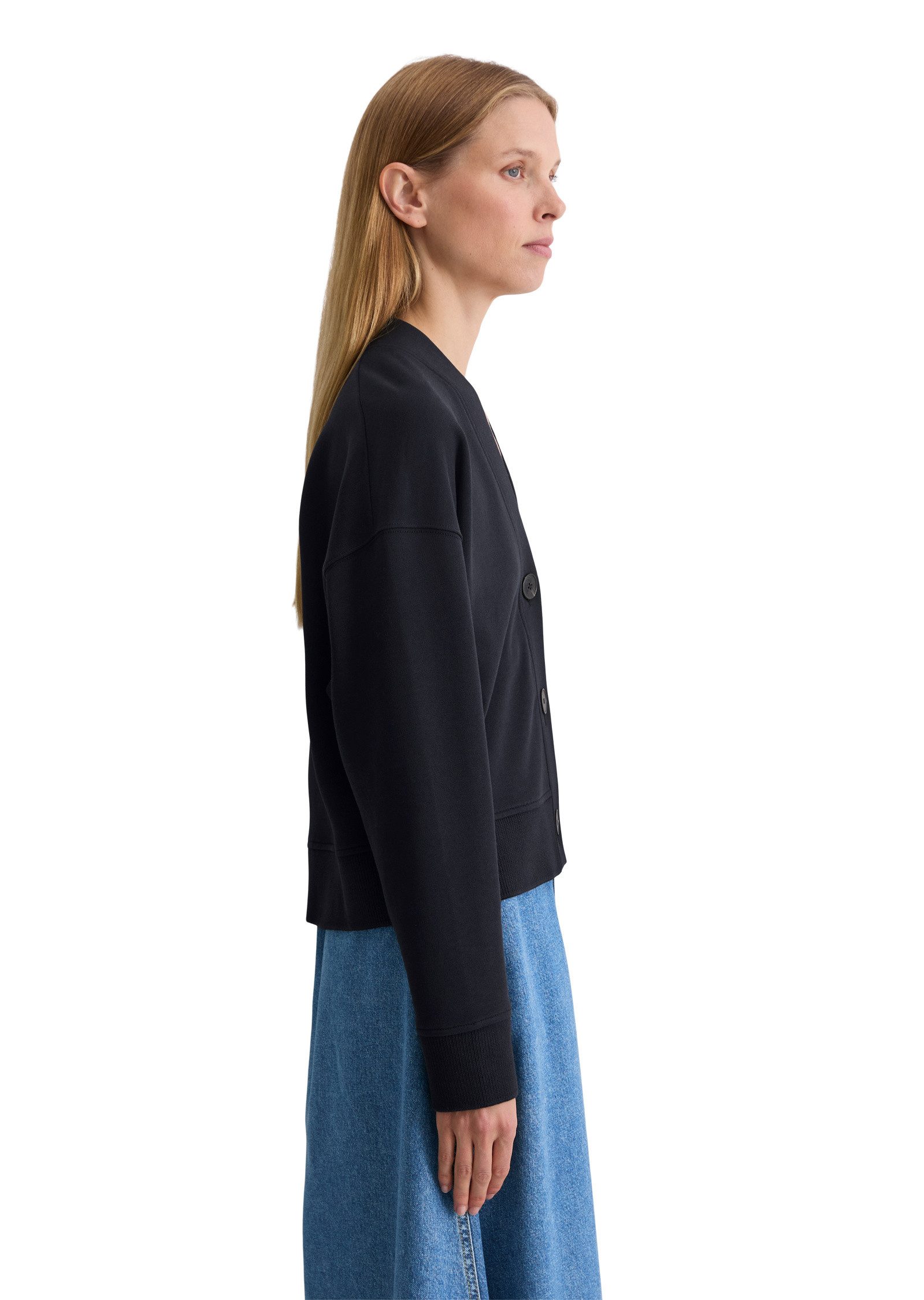 Marc O'Polo Sweatjacke mit Rippstrick-Bund