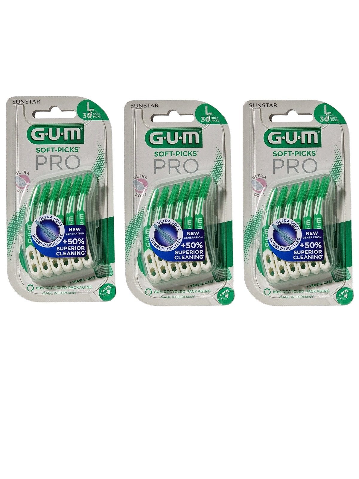 GUM Zahnseide-Stick 3x GUM Soft-Picks Pro large 3x 30 Stück