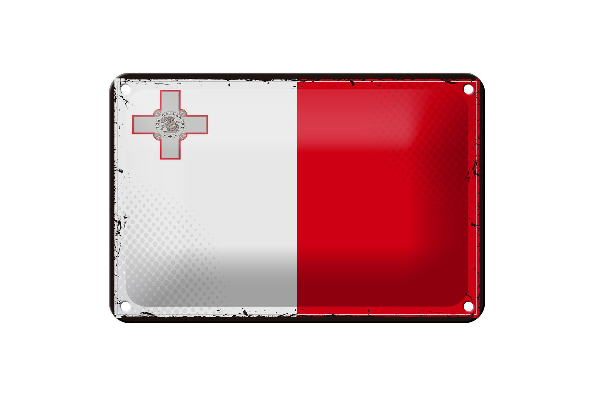 Femer GmbH Metallschild Flagge Maltas 18x12cm Retro Flag of Malta, (1 St), gewölbte Oberfläche, abgerundete Ecken, umgeschlagene Kanten