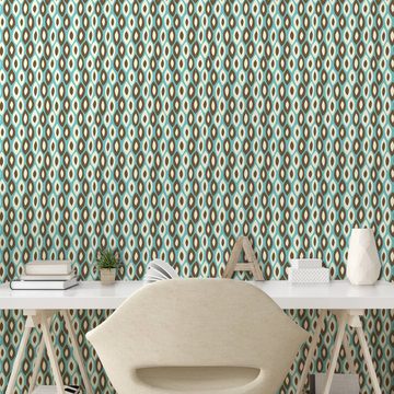 Abakuhaus Vinyltapete selbstklebendes Wohnzimmer Küchenakzent, Retro Simplistic ovale Formen