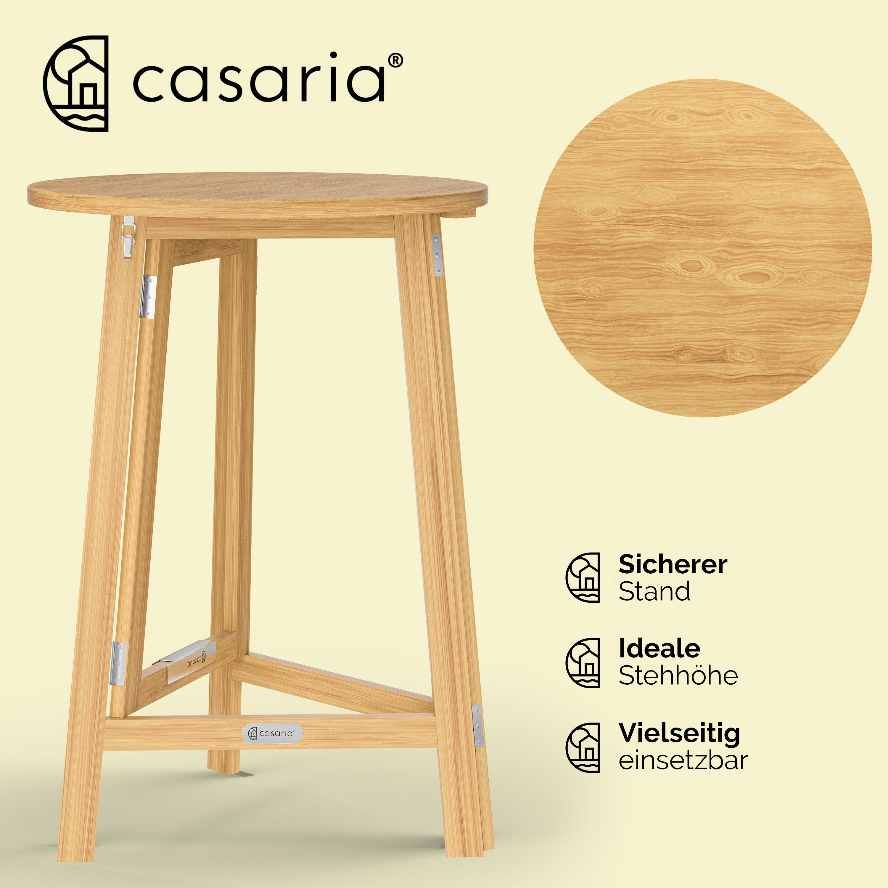 Casaria Stehtisch (1-St), Holz klappbar 111 cm hoch 78 cm rund Bistro Garten Bar Gastro Party